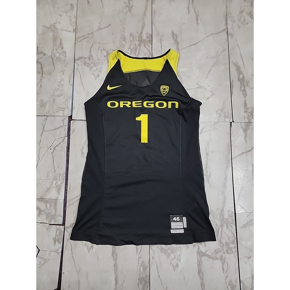 Oregon Ducks Game Used Worn Women NCAA Basketball Jersey Women 46 #1 Made In USA